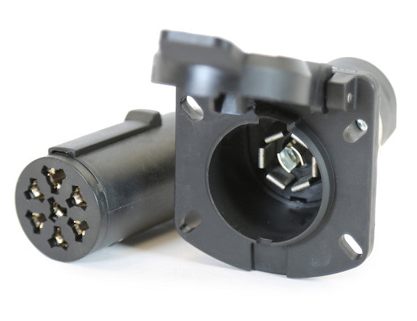 Load image into Gallery viewer, 7-Way Round to 7-Way Flat Trailer Connector Adapter - Prewired 3 Inch Connection
