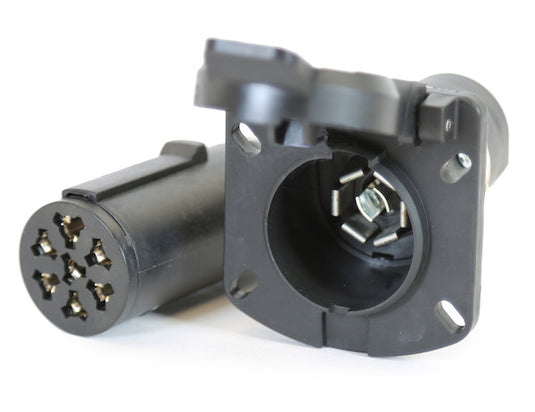 7-Way Round to 7-Way Flat Trailer Connector Adapter - Prewired 3 Inch Connection