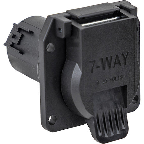 Load image into Gallery viewer, 7-Way Black Plastic Flat Pin Truck Receptable

