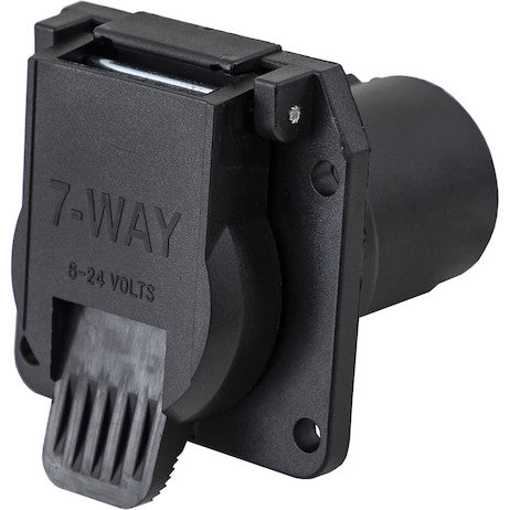 Load image into Gallery viewer, 7-Way Black Plastic Flat Pin Truck Receptable
