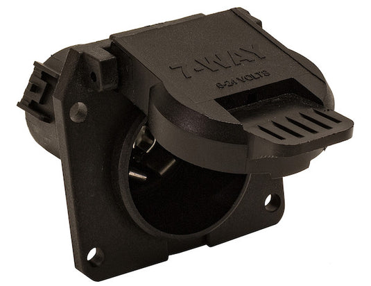7-Way Black Plastic Flat Pin Truck Receptable