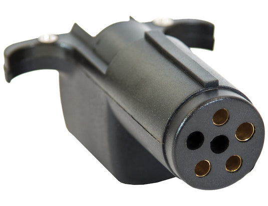 6-Way Round to 4-Flat Plastic Trailer Connector Adapter