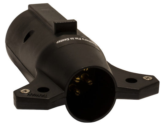 7-Way Flat to 6-Way Round Plastic Trailer Connector Adapter