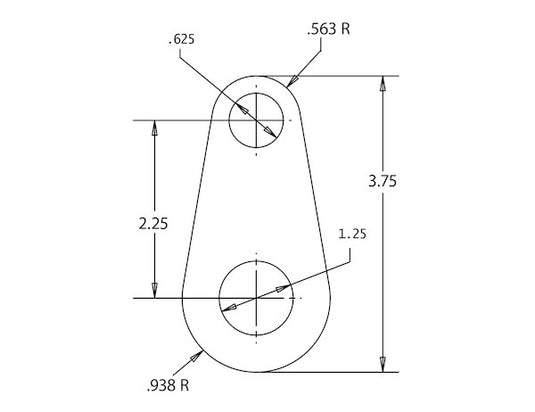 Tailgate Linkage Connecting Plate - 5/8 and 1-1/4 Inch Diameter Holes