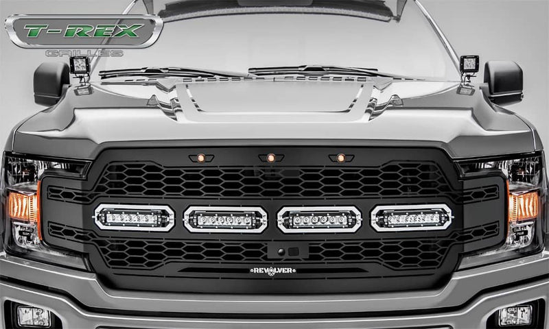 Load image into Gallery viewer, T-Rex Revolver Black Laser Mesh Lighted Grille — 2018-2020 Ford F-150 - TRE-6515791 - Absolute Autoguard

