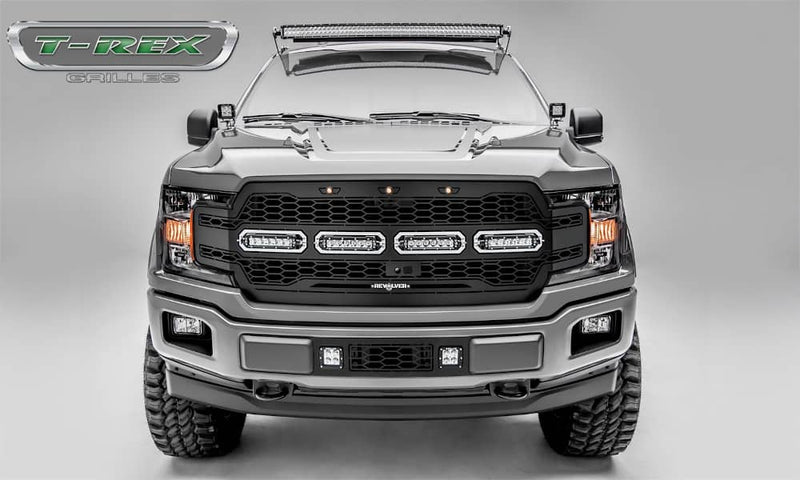 Load image into Gallery viewer, T-Rex Revolver Black Laser Mesh Lighted Grille — 2018-2020 Ford F-150 - TRE-6515791 - Absolute Autoguard

