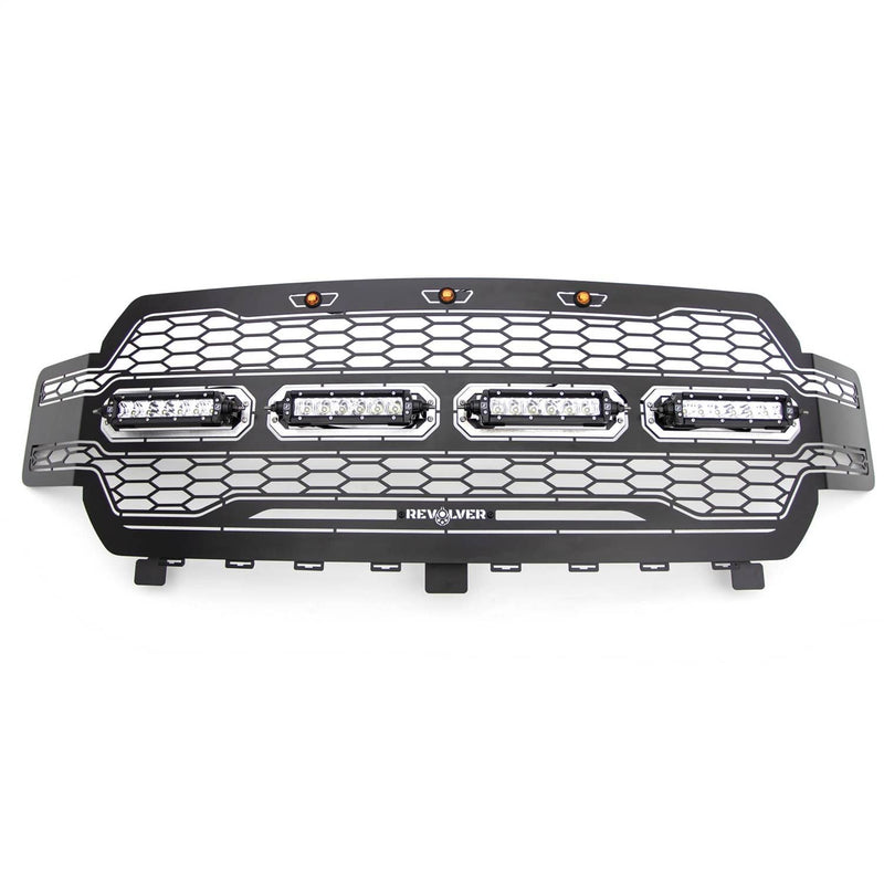 Load image into Gallery viewer, T-Rex Revolver Black Laser Mesh Lighted Grille — 2018-2020 Ford F-150 - TRE-6515841 - Absolute Autoguard
