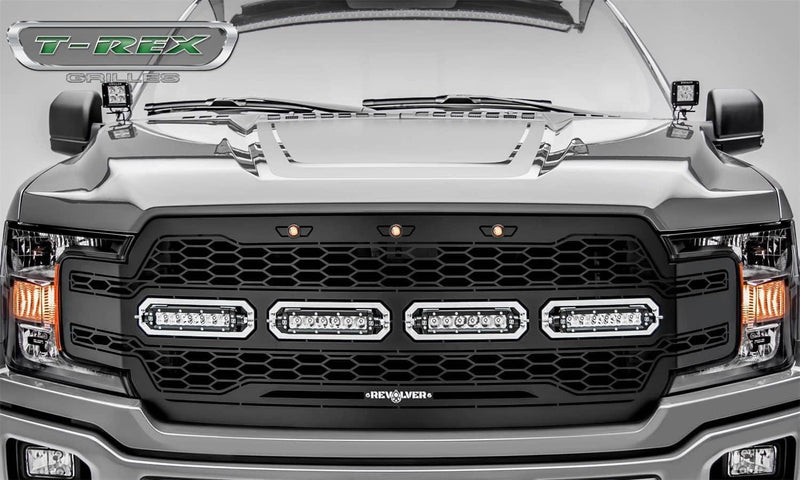 Load image into Gallery viewer, T-Rex Revolver Black Laser Mesh Lighted Grille — 2018-2020 Ford F-150 - TRE-6515841 - Absolute Autoguard
