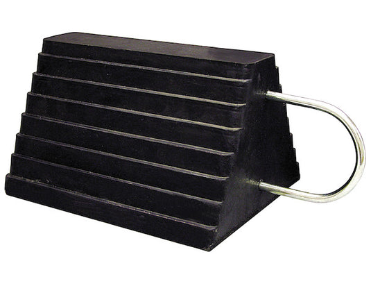 Heavy Duty Rubber Wheel Chock with U-Wire Handle 9.63x7.5x5.88 Inch