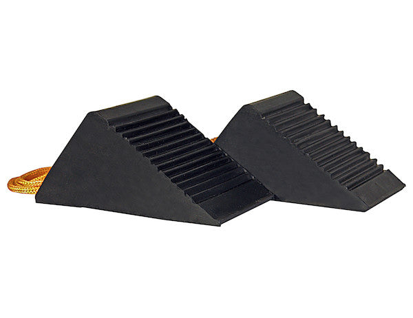 Load image into Gallery viewer, Mini Rubber Wheel Chock Set 3x5x2.25 Inch with 3 Foot Rope
