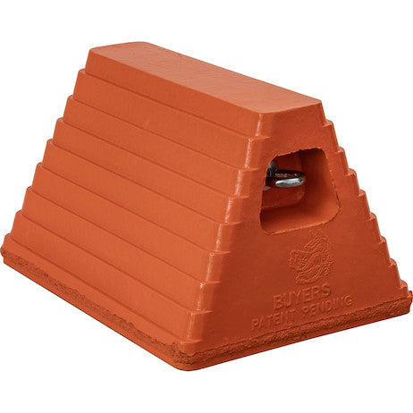 Load image into Gallery viewer, Orange Heavy Duty Rubber Wheel Chock with Recessed Chain Eye 10x8x6 Inch
