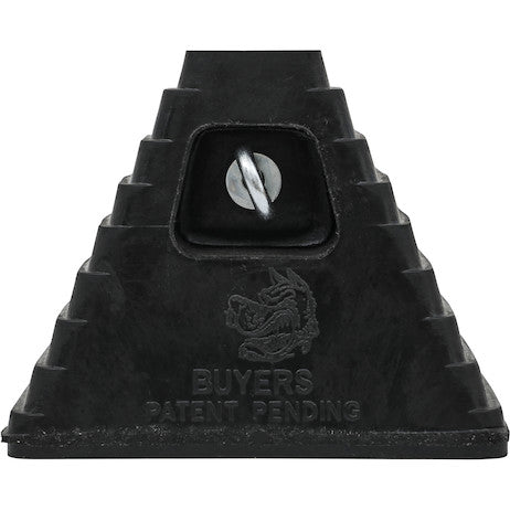 Heavy Duty Rubber Wheel Chock with Recessed Chain Eye 10x8x6 Inch