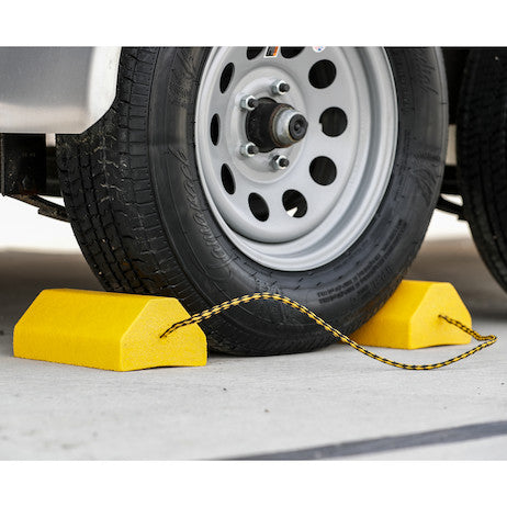 Composite Wheel Chock Set 9.5x6x4 Inch with 32.75 Inch Rope