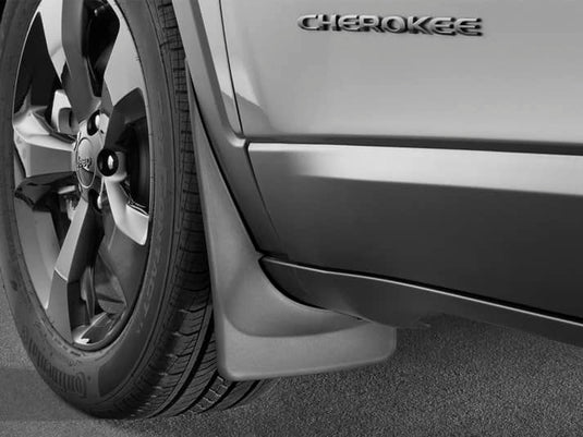 WeatherTech No-Drill MudFlaps, Front, Black, Excluding Trailhawk or Overland Models - 2014-2023 Jeep Cherokee