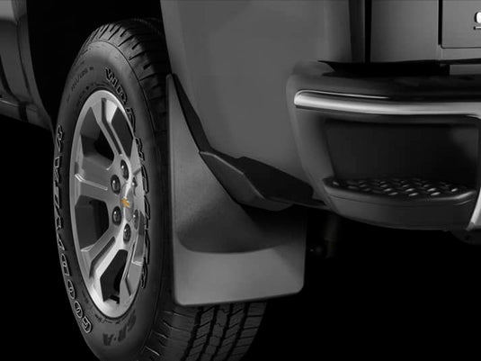 WeatherTech No-Drill MudFlaps, Rear, Black, With Single Rear Wheels (SRW) - 2014-2019 Chevrolet Silverado 1500/Silverado 1500 LD/Silverado 2500 HD & more