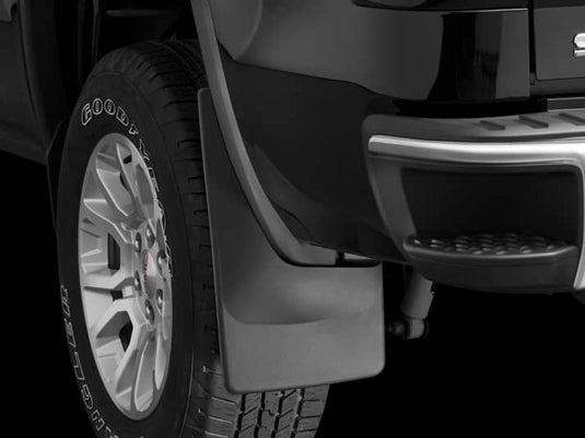 WeatherTech No-Drill MudFlaps, Rear, Black - 2014-2019 GMC Sierra 1500/Sierra 1500 Limited/Sierra 2500 HD/Sierra 3500 HD