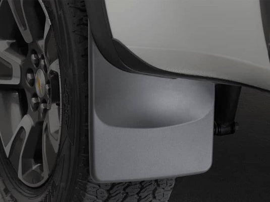 WeatherTech No-Drill MudFlaps, Rear, Black, With Fender Flares/Lip Moulding, Excluding ZR2 (Colorado) - 2015-2022 Chevrolet Colorado, GMC Canyon