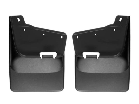 WeatherTech No-Drill MudFlaps, Rear, Black, With Single Rear Wheels (SRW) - 2020-2026 Chevrolet Silverado 2500 HD/Silverado 3500 HD