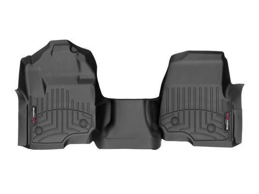 WeatherTech FloorLiner, Front Over-the-Hump, Black, Vinyl Floor, Extended/Crew Cab, With Front Bench Seat - 2017-2022 Ford F-250 Super Duty/F-350 Super Duty