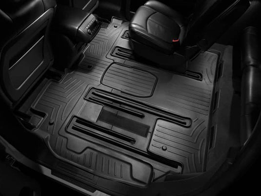 WeatherTech FloorLiner, 2nd & 3rd Row, Black, With Second Row Buckets - 2007-2010 Buick Enclave, Chevrolet Traverse, GMC Acadia, Saturn Outlook