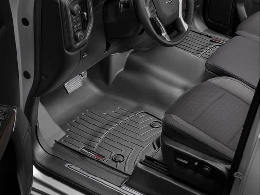 WeatherTech FloorLiner, Front Over-the-Hump, Black, Extended/Crew Cab, With Front Bench and Carpet Flooring - 2019-2026 Chevrolet Silverado 1500 & more