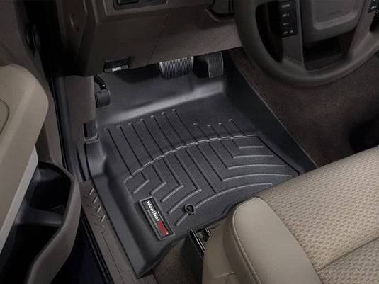 WeatherTech FloorLiner, Front, Black, Regular/Extended/Crew Cab, With Single Floor Hook - 2009-2014 Ford F-150
