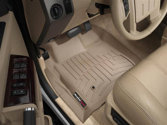 WeatherTech FloorLiner, Front, Tan, Regular/Extended/Crew Cab, Without 4x4 Floor Shifter - 2008-2010 Ford F-250 Super Duty/F-350 Super Duty