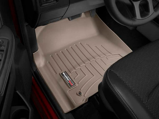 WeatherTech FloorLiner, Front, Tan, Crew/Mega Cab, With Driver & Passenger Floor Hooks - 2012-2024 Ram 1500/1500 Classic/2500/3500