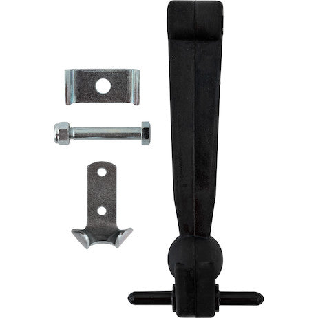 7-7/8 Inch Heavy-Duty Rubber Hood Catch - Includes Brackets and Pin-With Bumper