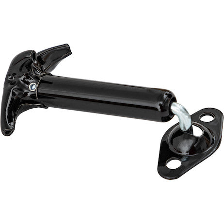 Spring-Loaded 90 Hood Catch with Keeper and Hardware - Black Enamel Finish
