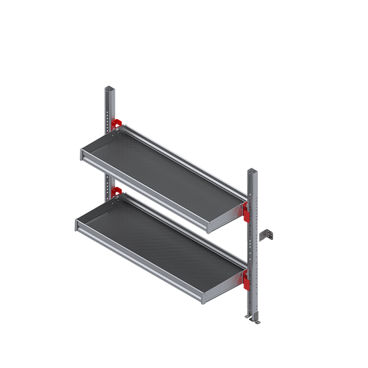 2 Shelf Fold-Up Unit (2 @ 20"), 56"L x 20"D x 54"H, for 2013+ Ram ProMaster Low Roof
