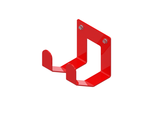 2-Hook Shovel/Rake Holder, Red, 6-1/2" Opening