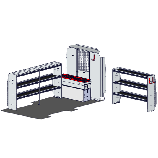 Heavy Duty Drawer Package for 2007+ Mercedes-Benz Sprinter 2500 144" Wheelbase, Standard Roof
