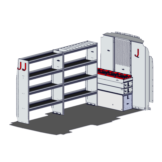 Heavy Duty Drawer Package for 2015+ Ford Transit 150/250/350 148" Wheelbase, Medium Roof