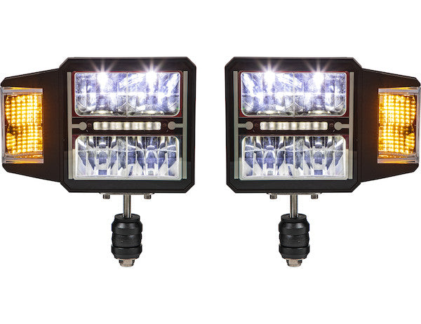 SAM Universal Heated LED Snow Plow Headlights with Multi-Mount Signal - 1312200 - Buyers Products