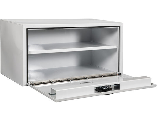 18x18x48 Inch White Steel Underbody Truck Box with Built-in Shelf - 3-Point Latch - 1702411 - Buyers Products