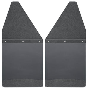 HUS-17101 Husky Husky Mud Flaps Guards Kickback Front  ; 99-21 Chevy Silverado/GMC Sierra/Ford F150 / 99-21 HD ; 12" Wide 1.5" Offset ; Black Top With Black Weight Custom Fit