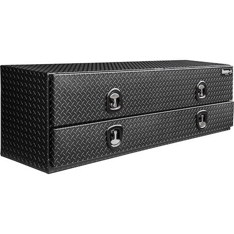 21x18x72 Inch Textured Matte Black  Diamond Tread Aluminum Flatbed Contractor With Lower Door - 1722578 - Buyers Products