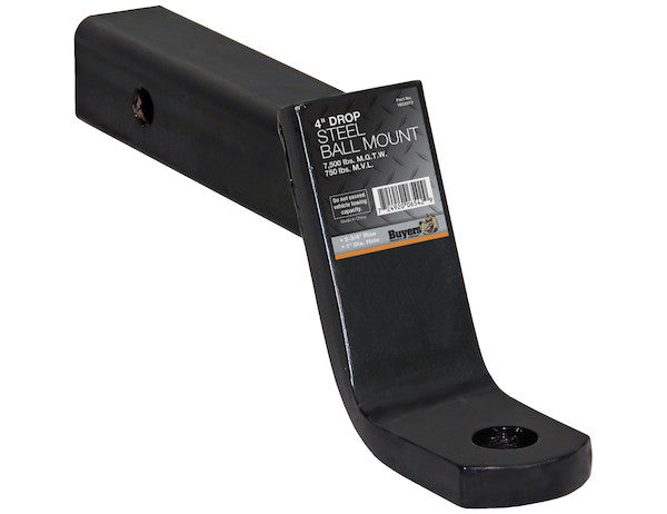 2 Inch Ball Mount With 8 Inch Drop x 10 Inch Long Tube Black - 1803017 - Buyers Products