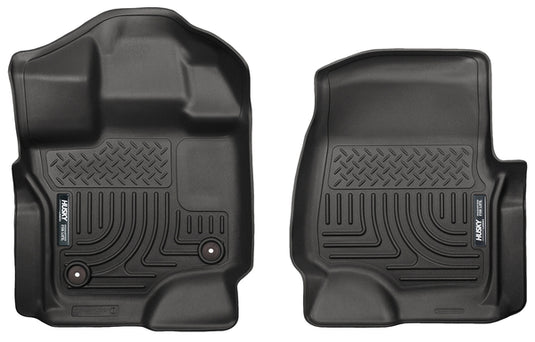 HUS-18361 Husky Front Floor Liners Floor Mats Weather Beater Black; 15-20 Ford F150 Extended/ Crew Cab - Absolute Autoguard