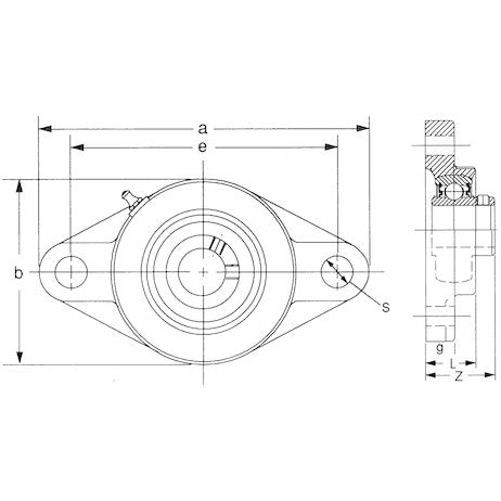 1-1/4 Inch Shaft Diameter Eccentric Locking Collar Style Flange Bearing - 2 Hole - 2F20 - Buyers Products