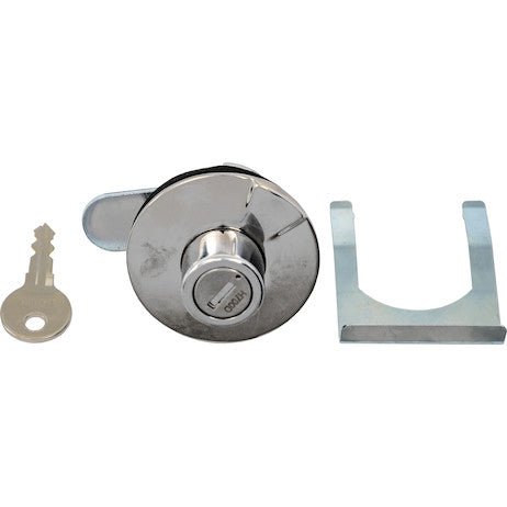 Universal stainless steel push-button lock kit for truck tool boxes