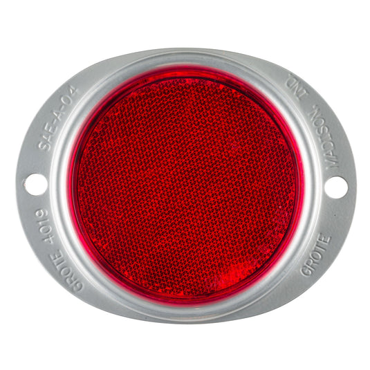 Reflector, 3", Red, Steel, Lens, 2-Hole Mounting, Bulk Pack - 40192-3 - Grote