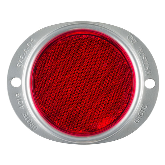  Reflector, 3", Red, Steel, Lens, 2-Hole Mounting  