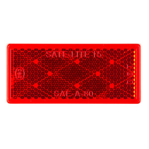  Reflector, Red, Rectangular, Stick-On 