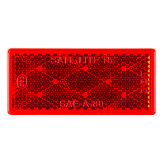  Reflector, Red, Rectangular, Stick-On 