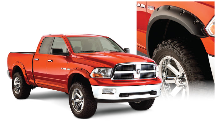 BUS-50915-02 BushWacker Fender Flares (4) Pocket Style Dodge RAM 1500 09-18 Bolt On Look - BUS-50915-02 - Absolute Autoguard