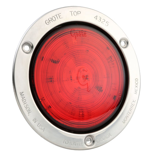 STT Lamp, 4",Red,W/Ss Theft-Resistant Flange,Supernova® LED - 53192 - Grote