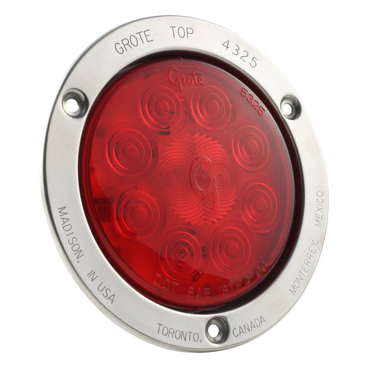 STT Lamp, 4",Red,W/ Stls Steel Theft Resistant Flange,Supernova® LED - 53302 - Grote