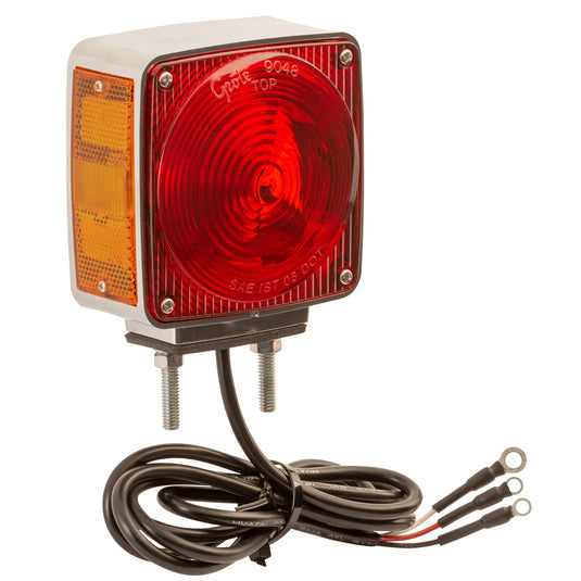 STT Lamp, Red, 2-Stud Chrome, W/Pigtail - 55340 - Grote